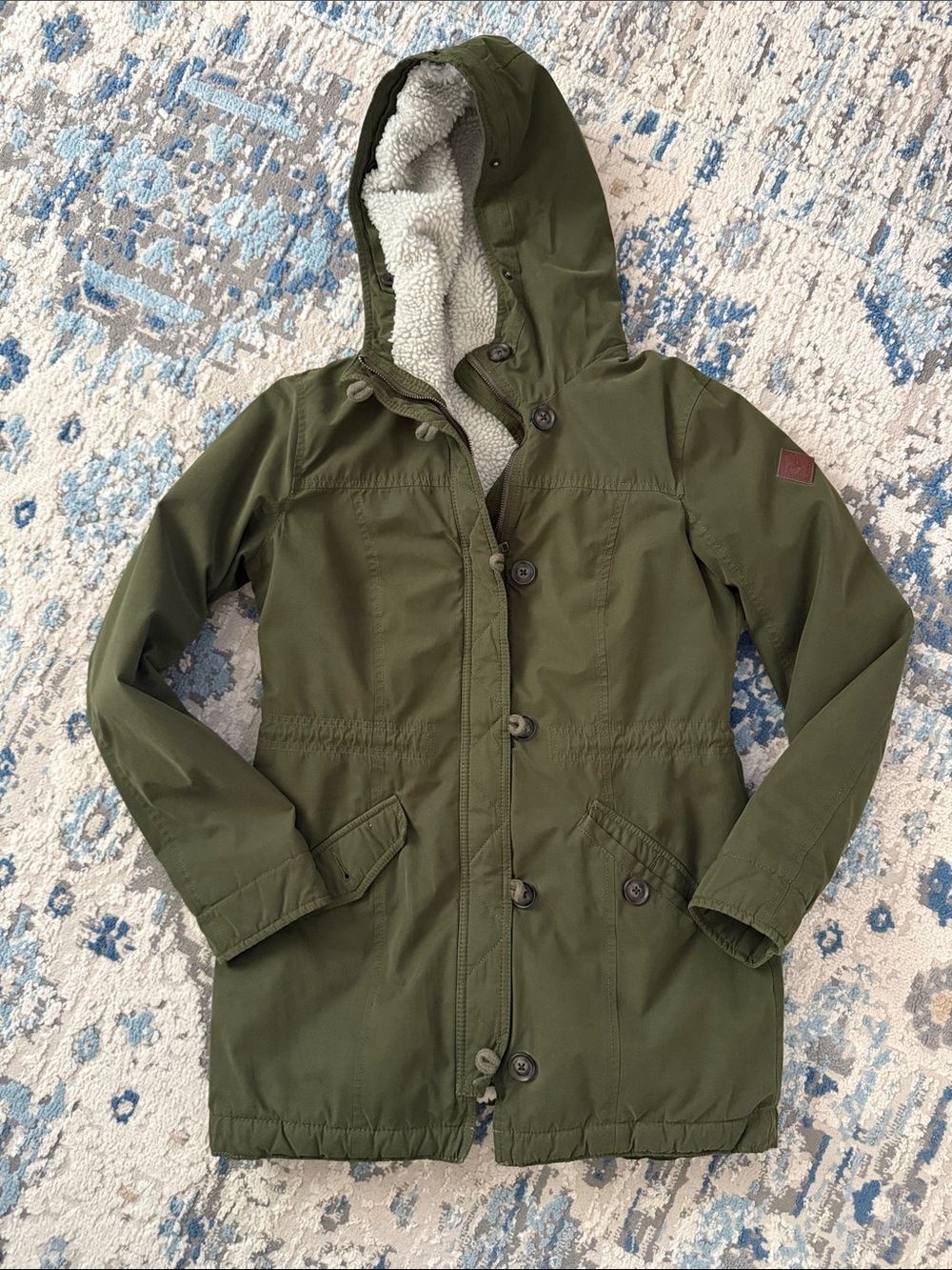 Hollister Olive Green Hooded Sherpa-Lined Parka